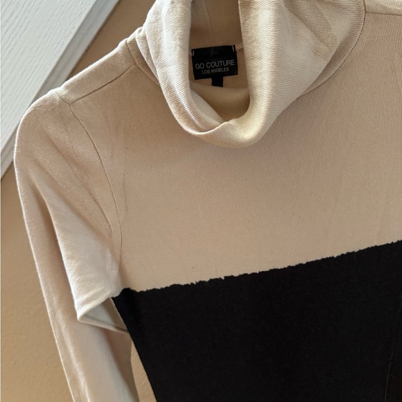 Go Couture Elegant Black and Cream Long Sleeve Dress - Picture 5 of 5